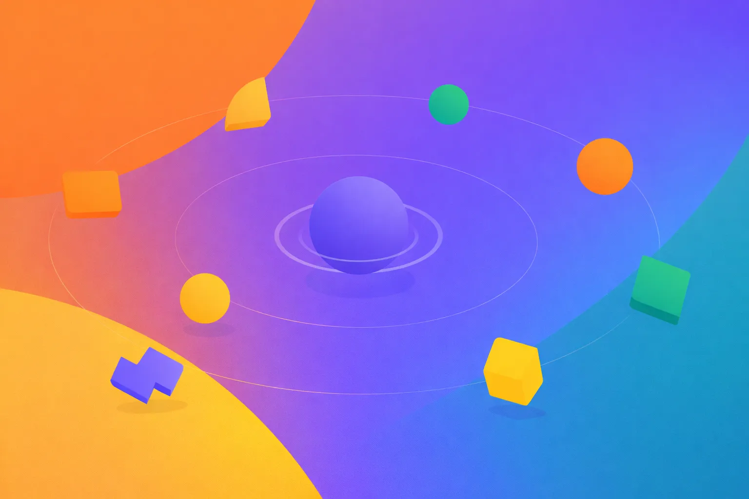 Illustration of Particles orbiting around a Center